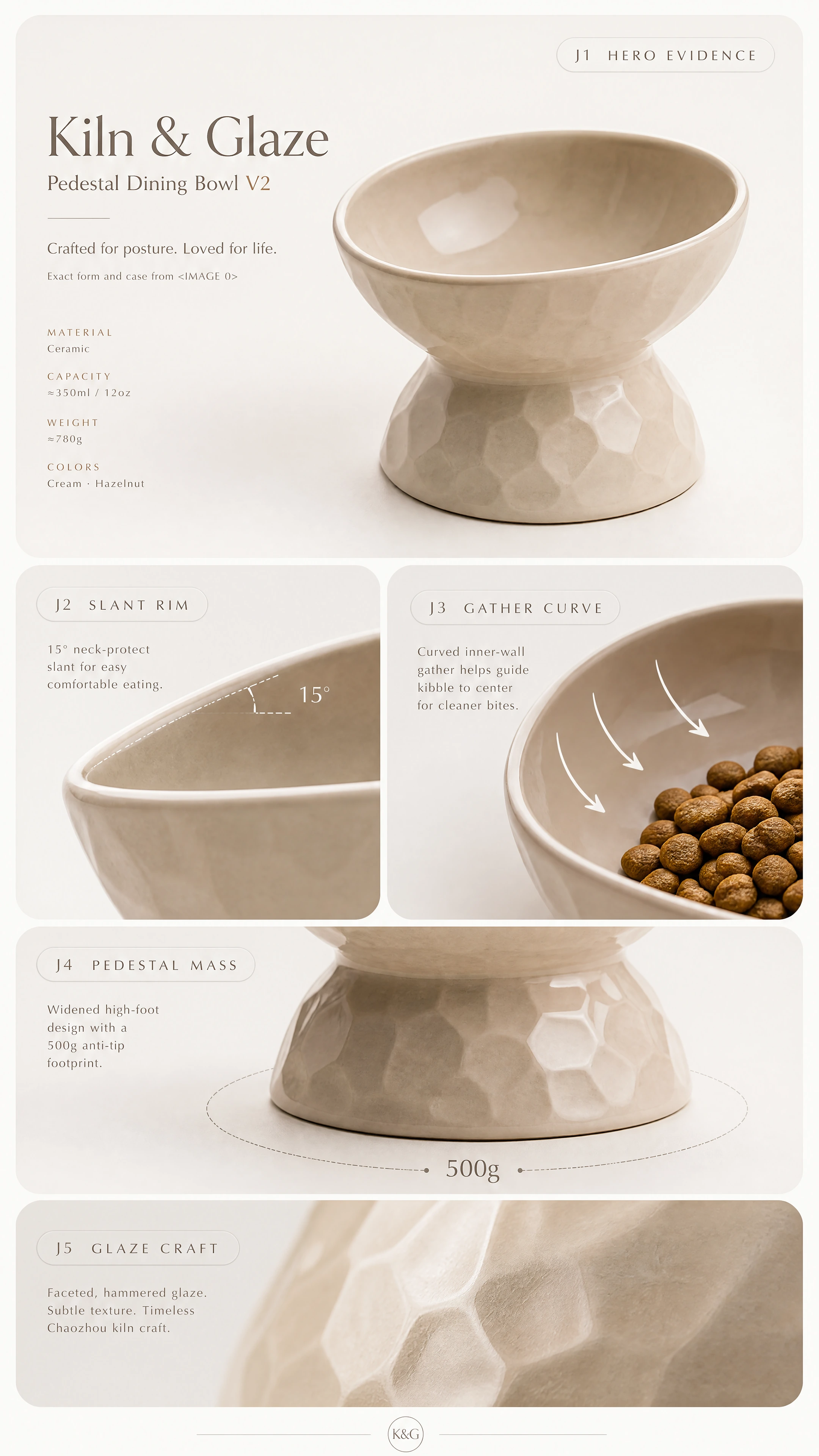 Celestia Wave craft detail — kiln-fired high-gloss glaze, slanted rim, Pale Rice White and Hazel Nut Brown bowls on linen