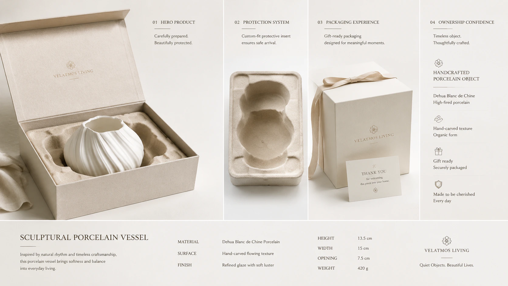 Lunara Flow Orb Vase with protective packing