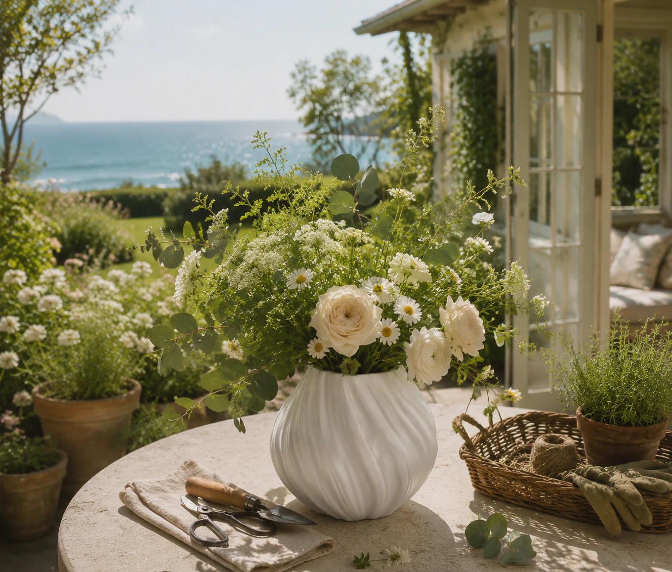 Lunara Flow Orb Vase in a Provençal slow-living interior